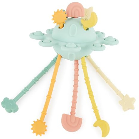 Bieco Silicone Activity Planet Eucalyptus | Montessori Jouet 1 an | Jouet motrice et sensorielle pour bébé