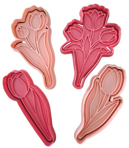 Tagliabiscotti.it - Set Tulipani - Cookies Cutter - Fiore - Tagliabiscotti Festa della Mamma - Stampo/Formina per biscotti - Dimensione 10cm (vedi foto)