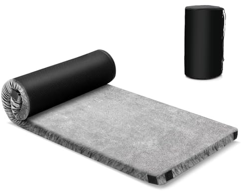GYMAX Memory Foam Campingmatratze, Schlafmatte mit Tragetasche, aufrollbare Bodenmatratze, Camping Isomatte 183 x 62,5 x 6,5 cm