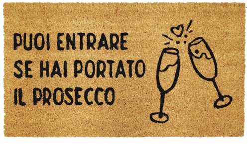 Comart - Zerbino Cocco Gag - Tappeto Ingresso Divertente - 40x70cm Prosecco