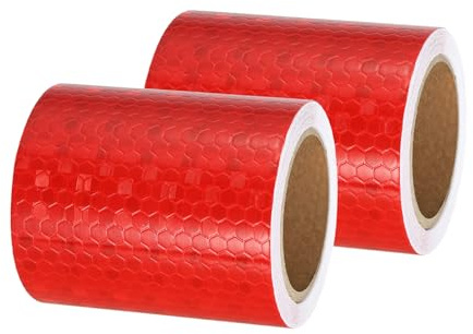 PATIKIL Ruban Réfléchissant Adhésif Rouge 2 Rouleau 7cm x 3 Mètres Ruban Adhésif Réfléchissant de Sécurité Imperméable et Haute Visibilité pour Camions, Remorques, Voitures