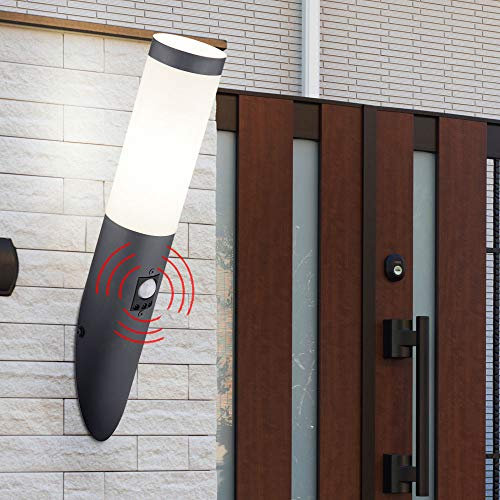 LED Außen Wand Leuchte Bewegungsmelder Edelstahl Garten Hof Fackel Lampe Terrassen Strahler anthrazit