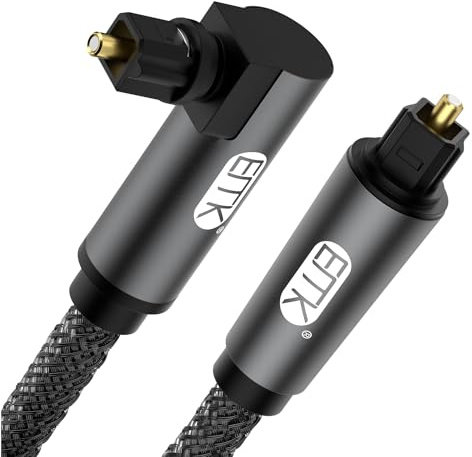 EMK】90° Optisches Kabel Toslink mit 360° drehbarem Stecker - Digitales Audio Kabel - 1.2m - Kompatibel mit Soundbar, Fernseher TV, PS3, PS4, Xbox, Heimkino - Schwarz