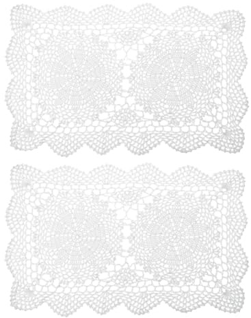 sourcing map 2 Stück 43,2 x 27,9 cm handgefertigte Häkeldeckchen, Polyester-Baumwolle, Tischsets, rechteckig, für Esstisch, Küche, Partys, Weiß