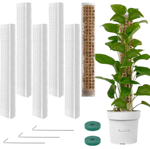 Vicloon Muschio Palo Totem, 6 Pezzi Piante Rampicanti Bastone 60cm Palo di Muschio Plastica Adatto per Piante Rampicanti da Interni ed Esterni, Bastone Muschiato per Crescere Verso L'alto