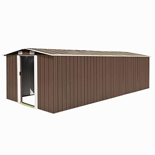 qohoio Abri de Jardin 257x580x181 cm Métal Marron Abris De Jardin,Abri De Stockage pour Jardin,Abri D'Outils De Jardin
