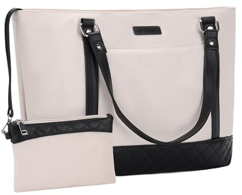 VX VONXURY Laptop Handtasche Damen 15,6 Zoll mit kleinem Beutel | Wasserabweisend, 11 Fächer mit 21,9 Liter Volumen, abnehmbare Geldbörse, Stoßschutz, Büro, Uni, Berufstätige, Studentinnen
