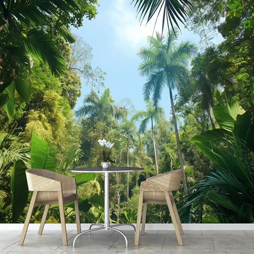 ANALTIRCE Carta da Parati Moderna Foresta Naturale 450×315 cm Poster Gigante Fotomurali, Seta Tessuto Foresta Pluviale Tropicale Foresta 3D Fotomurale per Camera Letto, Soggiorno, Corridoio