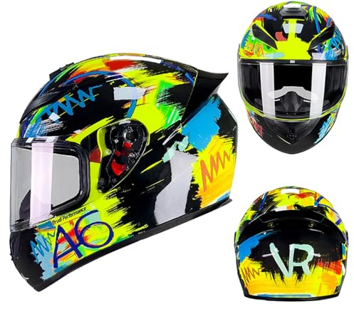 DriveNova Integralhelm mit Sonnenblende, Motorrad Helm Vollvisierhelm Mopedhelm für Herren Damen Atmungsaktiv DOT/ECE Zertifiziert