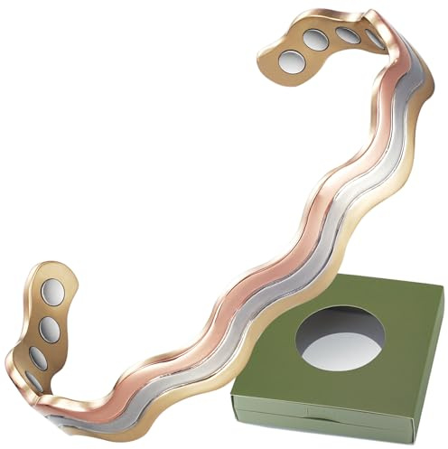 Wollet Kupfer-Magnetarmband für Herren, Kupfer-Manschetten-Armreif – mit 8 Stück 3500 Guass Magnet-Armband mit Geschenkbox (CPB-0017SGR-FBM)