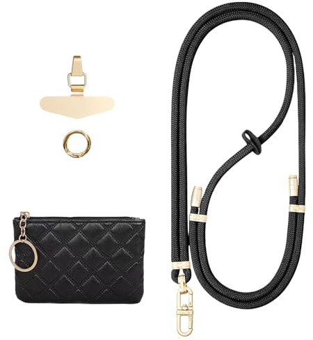 Kinretixia Handy Umhängeband Set Mit Verstellbarer 160cm Schnur, Herausnehmbarer Leder Münzgeldbörse, Für Smartphones Von 4.0 bis 6.7 Zoll