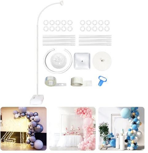 Supporto per arco per palloncini regolabile, 2,5 m, riutilizzabile, per matrimoni, laurea e compleanno (bianco)