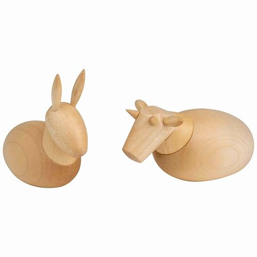 Seiffener Volkskunst Schalling | Krippenfiguren Krippenschmuck Weihnachtsfiguren | Tradition aus dem Erzgebirge | Ochse & Esel Natur 7 cm