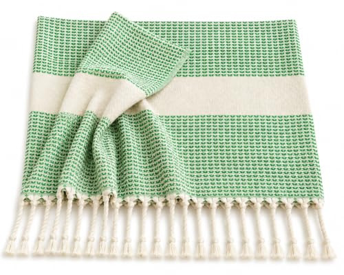 Babila Turkish Hammam Peshtemal Towel | Lightweight & Quick-Drying & Absorbent | Turkish Travel, Spa & Beach Towel | Soft, Compact & Versatile | Green, 100 x 180cm