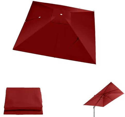 QSPNVFB Toile De Rechange pour Parasol Carré 3 M Auvent De Parapluie 8 Baleines Anti-UV De Jardin Plage (Burgundy)