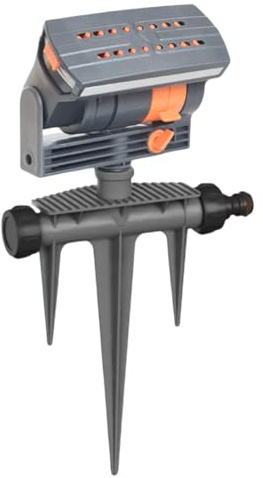 Aspersor oscilante automático para jardín, 4 modos, aspersor oscilante para césped, 16 boquillas, sistema de riego de flujo ajustable para plantas, hierbas, flores
