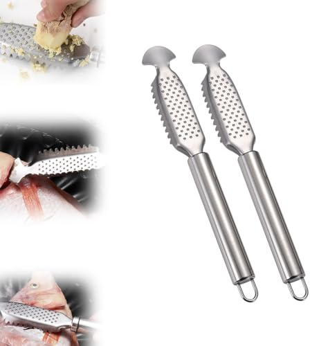 Squamatore professionale 2 in 1 in acciaio inox per pesce - Squamatore e grattugia per zenzero/aglio - Strumento multiuso per cucina/pesca