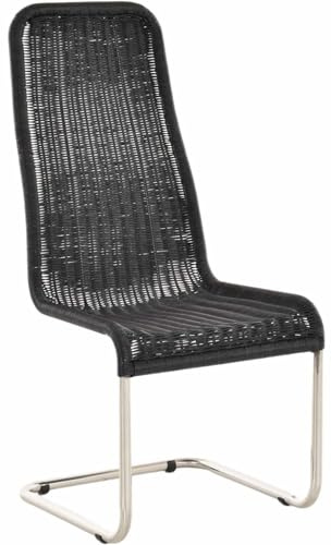 Krines Home Rattan Schwingstuhl Esszimmer aus Rattan Esszimmerstuhl Esszimmer Schwinger Stühle ohne Armlehne (Schwarz, Hohe Rückenlehne)