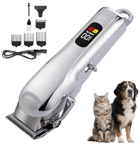 Tosatrice per cani e gatti, Tagliacapelli per animali domestici, Silenzioso, Potente, per pelo fitto, Senza fili, Ricaricabile, per cani e gatti, Toelettatura a casa