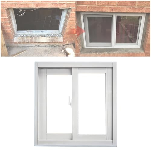 Basement Window, Shatterproof Slider Window, 22 24 26 28 30 32 34 36 38 40 with Screen and Tempered Glass, for Shed Household Garage(WxH 28x20/71x51cm)