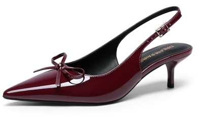 DREAM PAIRS Scarpe Slingback Tacco Basso Donna,Borgogna,41