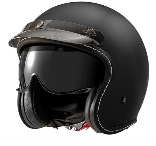 Vintage Cascos De Moto Jet con Visera Solar 3/4 Casco Abiertos De Moto For Hombres Y Mujeres ECEDOT Homologado Custom Scooter Cascos Half-Helmet Casco Motocicleta