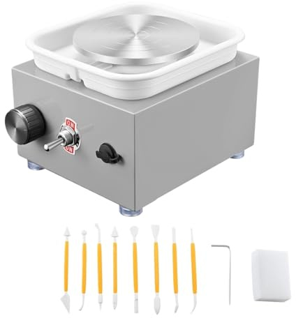 Mini Torno De Cerámica Eléctrico Gris Con Velocidad Ajustable, Herramientas For, Bandeja Giratoria For Esculpir Gira Estable Suave