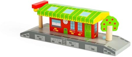 Bigjigs Rail BJT190 Village Station – andere große Holzschienenmarken sind kompatibel