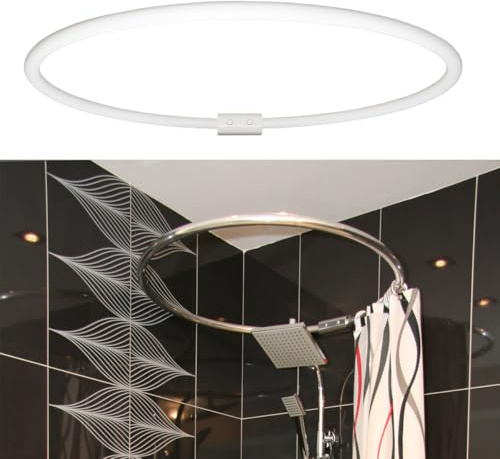Alu Duschvorhangstange Rund Ø 90 cm Weiß | Aluminium Ringstange für Eckdusche & Badewanne | Rostfrei, Stabil & Leicht | Winkelstange für Duschvorhang | Inkl. Montagematerial