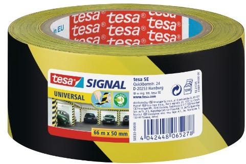 Tesa UK Tesa 58133–00000–00 Lot de 6 rubans adhésifs Jaune/noir 50 mm x 66 m