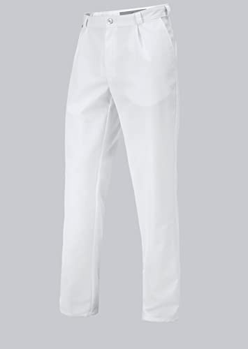 BP Med Trousers 1359-130-21 Pantalon pour homme - Plis à la taille - pur coton - Coupe slim - Taille : 48s - Couleur : blanc