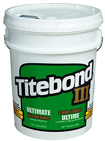 Titebond III Ultimate Wood Glue 5 Gal. – Premium Professional Woodworking Adhesive, Waterproof, Strong Initial Tack, Interior/Exterior Use, Easy Water Cleanup – 1417