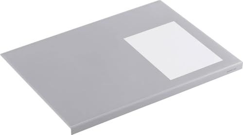 Durable Schreibunterlage (mit Kantenschutz, 650 x 500 mm) grau, 729310 | Schreibtischmatte mit Klarsichtabdeckung, rutschfest, mit Klebestreifen, fuer Home Office & Buero
