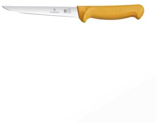 Victorinox Swibo Couteau de Cuisine/Couteau à Désosser, Tranchant Normal, Longueur de Lame 14 Cm, Nylon, Noir