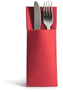 Alvotex Airlaid 50 Cutlery Napkins, Cutlery Pockets, Fabric-Like, Disposable Napkin, 32 x 40 cm, Red