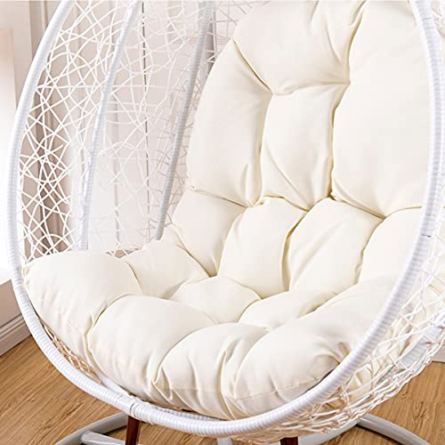 ping bu Cojín de mimbre impermeable para colgar en silla de huevo, cojín grueso para columpio, cojín de respaldo para patio, balcón y jardín (blanco, ordinario)