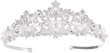 Voarge Tiara Kristallkrone für Bridal, Prinzessin Diadem Hochzeit Tiara Crown, Vintage Prinzessin Krone, für Hochzeit Geburtstag Prom Brautdusche Weihnachten Halloween Kostüm (Blumenform)