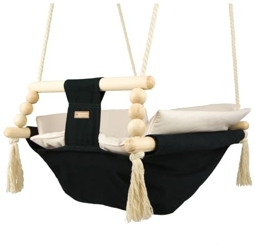 Baby Rocker Hammock Swing with Quilt (Black, Cream)