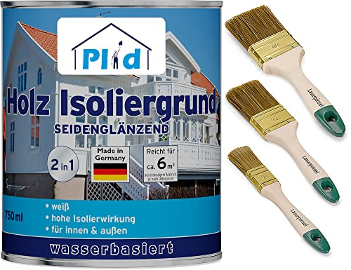 Plid® Imprimación aislante para madera, color blanco satinado, 0,75 l