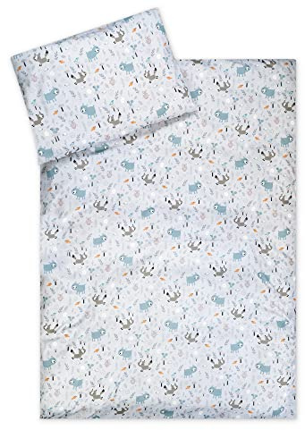 Julius Zöllner Parure de lit pour Enfant en Jersey 100 x 135 cm + 40 x 60 cm - 2 pièces - Housse de Couette et taie d'oreiller - 100% Jersey de Coton - avec Fermeture éclair - Standard 100 par