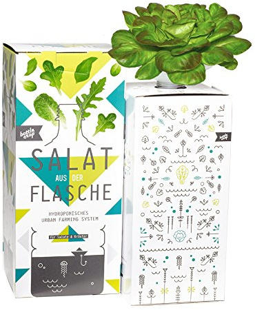 Dresden Onlineshop Bottlecrop Salat aus der Flasche | Anzuchtsystem Urban Farming Set für zu Hause (Roter Blattsalat, Starterset)