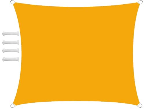 GLIN Sun Shade Sail Outdoor Waterproof Rectangular 1.5x2.5m Shade Sails Canopy UV Protection for Garden Patio Block With Rope Shade Sail Kit Mango Yellow