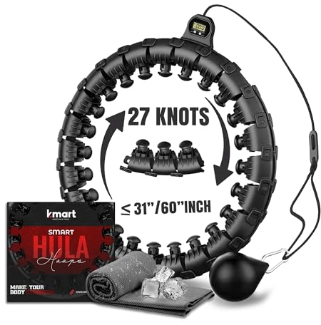 K-MART Smart Weighted Hula Hoop, verstellbar, gewichteter Hula-Reifen, 27 Knoten, Schwarz
