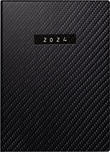 rido/idé Tageskalender „Carbon“ Modell Technik III 2024 1 Seite = 1 Tag Blattgröße 10 x 14 cm schwarz