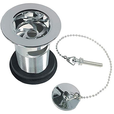 Go Bathrooms Chrome Basin Sink Traditional Waste | Plug & Ball Chain | Slotted Drain Waste | Bathroom Waste
