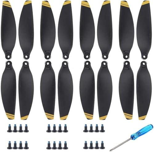 Bocguy 16 Pcs Drohne Mavic Mini Propeller, Modell 4726 Propeller für Mavic Mini Zubehör Drohnenersatz mit 24 Schrauben und 2 Schraubendreher, Low-Noise & Stabil (Gold)