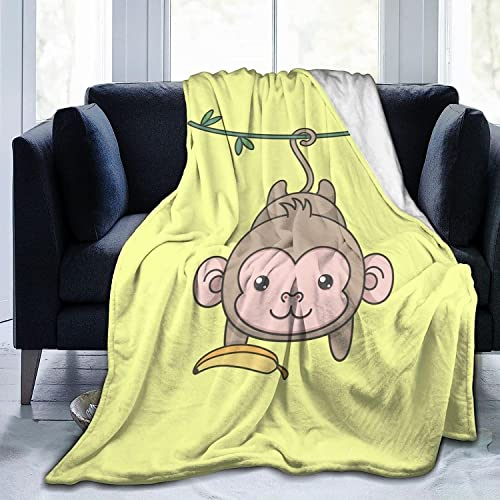 Boceoey Decke Sofa Kuscheldecke Flauschig 150x200 cm - Weich Warme Fleecedecke für Bett Couch - Wohndecke als Couchdecke Bettüberwurf Tagesdecke Campingdecke Gelber AFFE