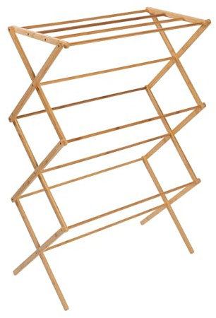 Honey-Can-Do Collapsible Clothes Drying Rack, Bamboo, Natural, 40 lbs