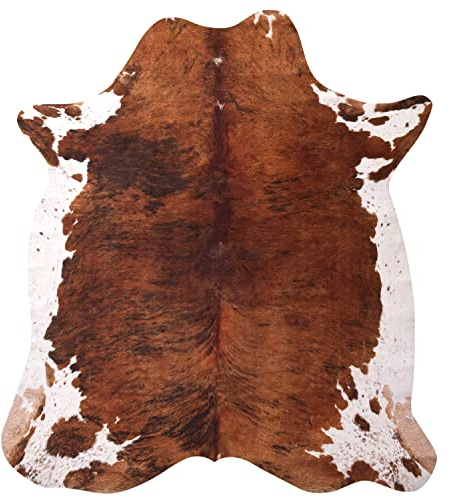 Terrug Kleiner Rindsleder-Teppich – Western-Dekor, 10 x 60 cm, Premium-Rindslederimitat, für Wohnzimmer, Schlafzimmer, Eingangsbereich, Küche, Flur, Partywand, Heimdekoration, Braun