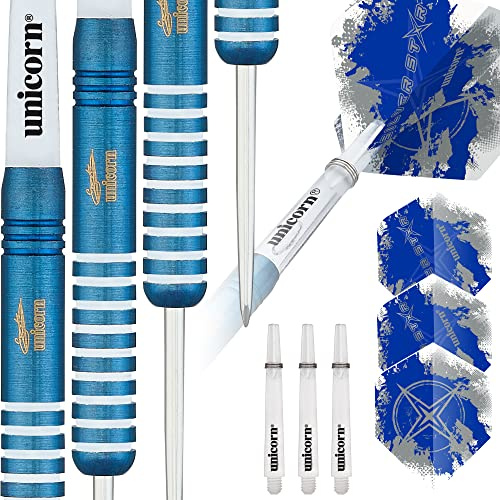Unicorn Steel Darts Gary Anderson Silverstar Blue 80% Tungsten Steeltip Darts Steeldart Dartpfeile Set
